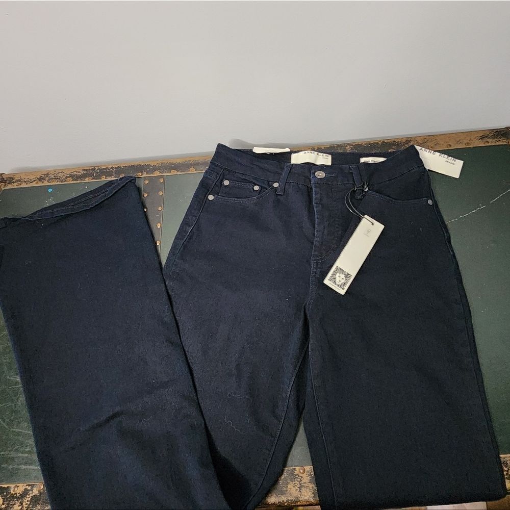 Anne Klein Women's Size 4 Denim Jeans High Rise Flare Leg Stretch Dark Wash NWT